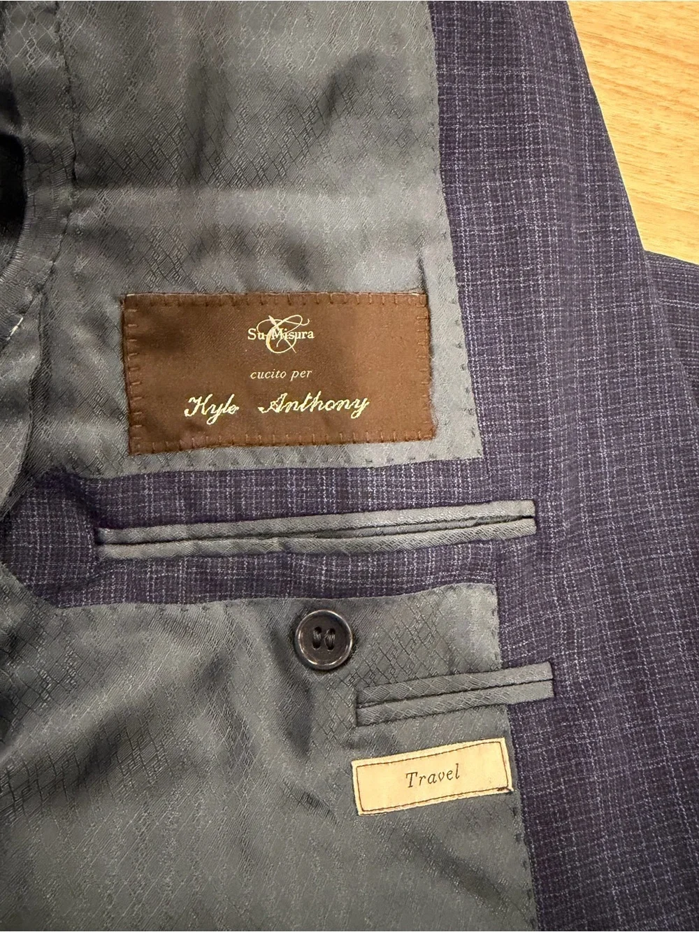 Canali 1934 Blazer Sport Coat Su Misura Men's Size EU 48 Wool Patterned Blue